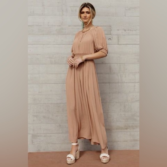 Bohme Nicolette Terracotta Maxi Dress with Puff Sleeves - Picture 2 of 11